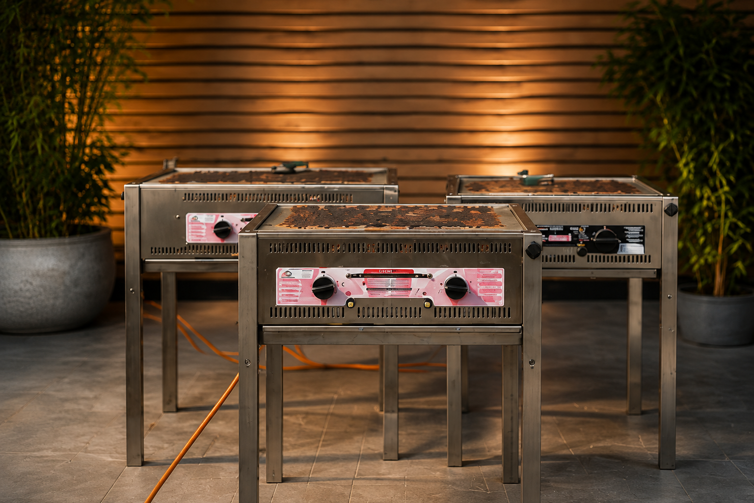Gasbarbecues klaar voor gebruik